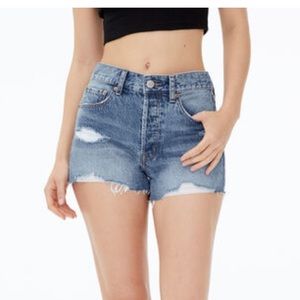 Distressed boyfriend denim shorts
